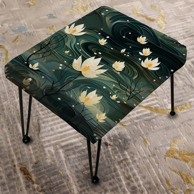 Repose-pieds blanc et vert Lotus Zen