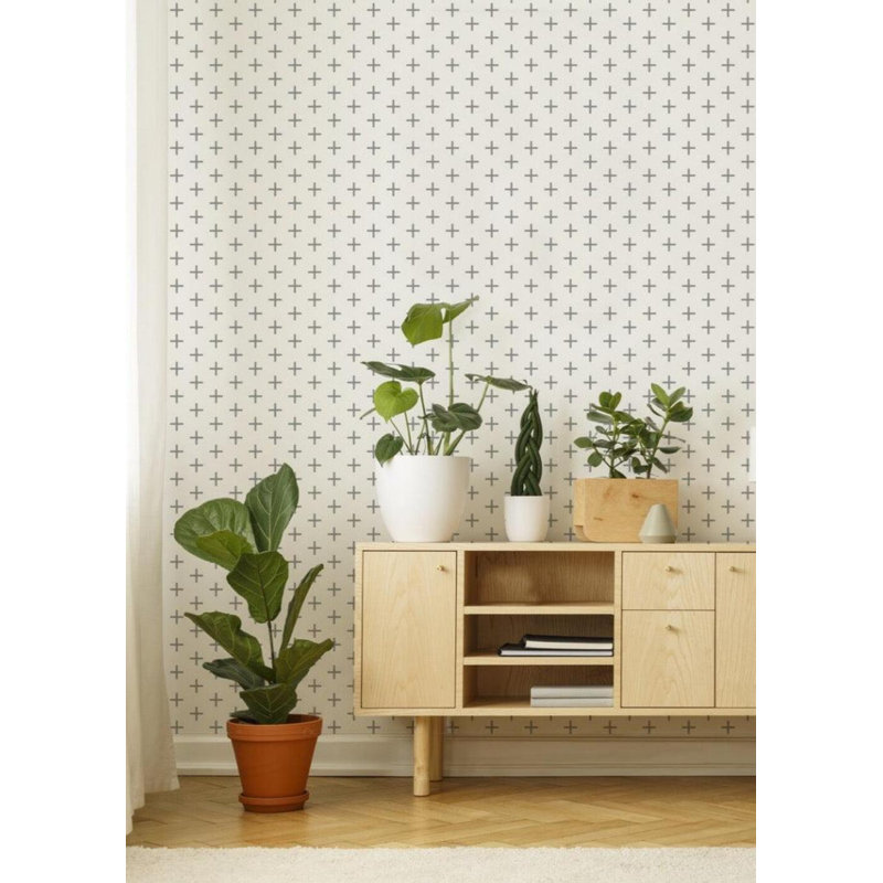 Addition 10' L x 24" W Wallpaper Roll, Graphite, Faux Grasscloth, Non-pasted