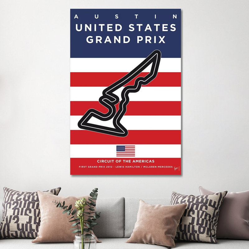 F1 Austin Race Track Minimal Poster by Chungkong - Wrapped Canvas Print, 20.32 cm H x 30.48 cm W