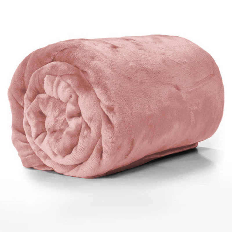 Couverture réversible en fausse fourrure de peluche vison, Grand, Rose
