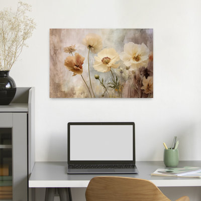Art contemporain abstrait avec pivoines impressionnistes