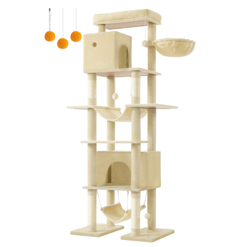 Grand arbre à chat à niveaux 79,1 po, Beige