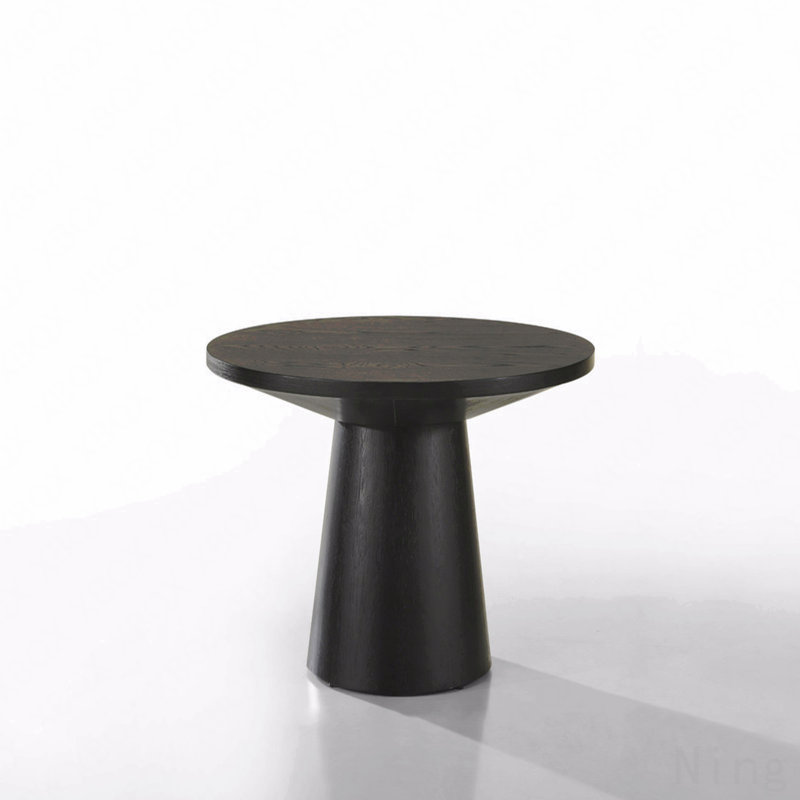 Table basse ronde 1 pièce de 29 po de largeur avec base piédestal en ébène Jacopo