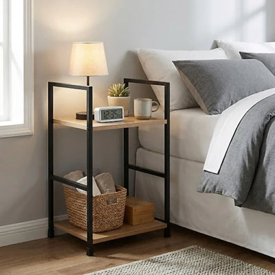 Small Side Table, Narrow End Table, Skinny Sofa Table, Slim Nightstand, Living Room, Bed Room, 29L x 23.5W x 48H CM Oak Colour