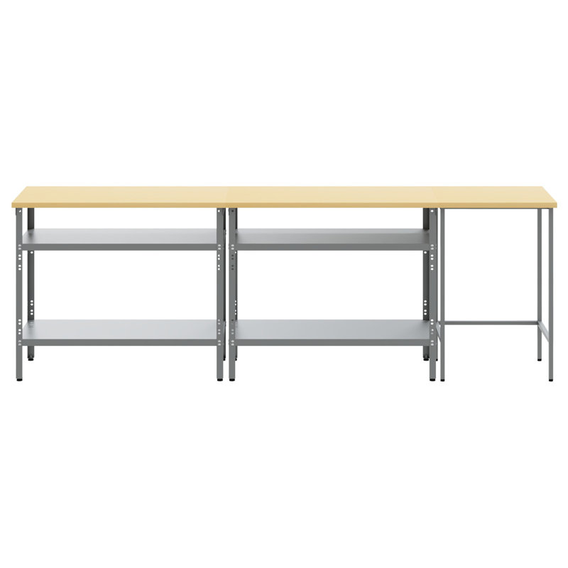 Set Of 3 Grey Steel, Medium Height-Adjustable