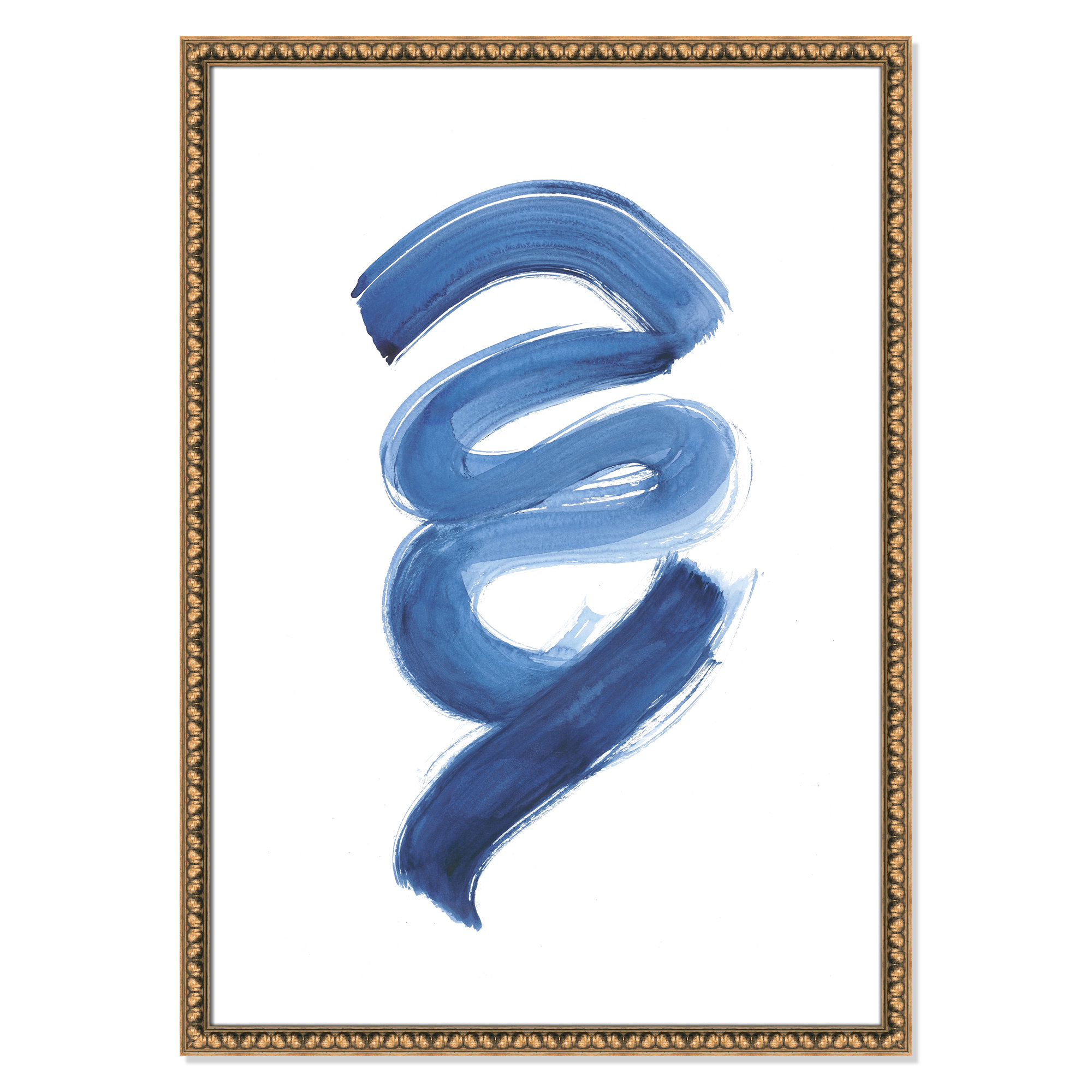 Slinky Indigo I by Filippo Ioco - Painting Print, Gold Bead Framed Paper, 41.5" H x 29.5" W x 1.13" D