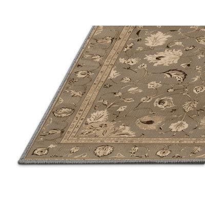 Machine Washable Tabriz Gray Area Rug