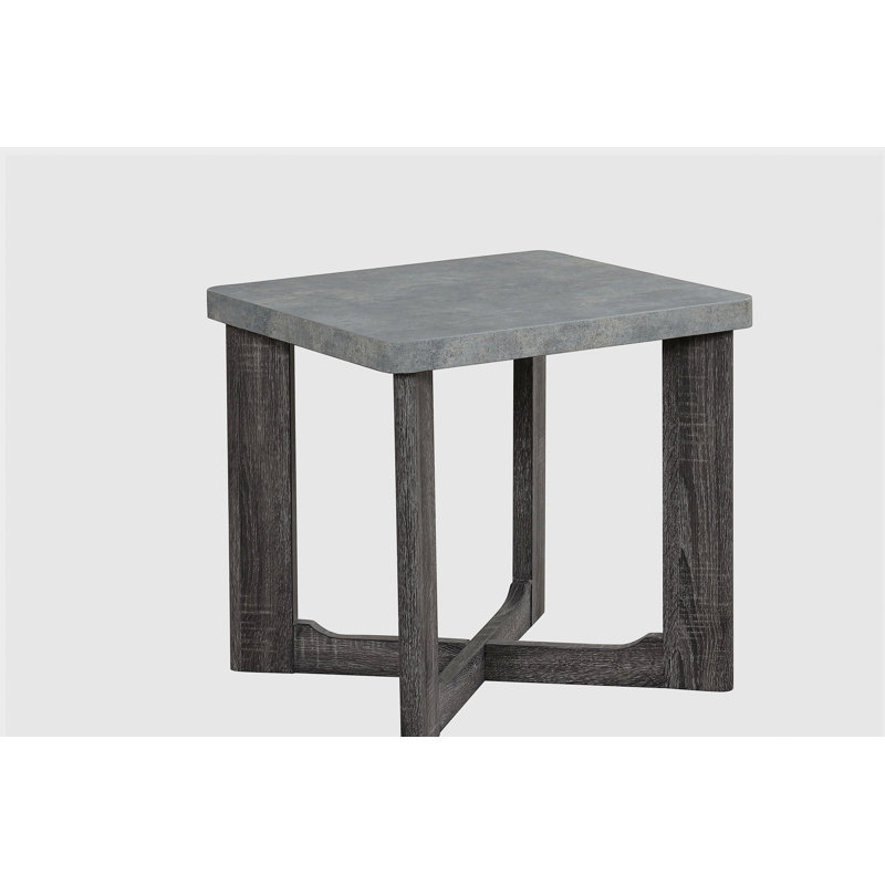 Ensemble de 3 tables basses de forme rectangulaire et 2 tables de bout carrées à pieds croisés de style contemporain gris