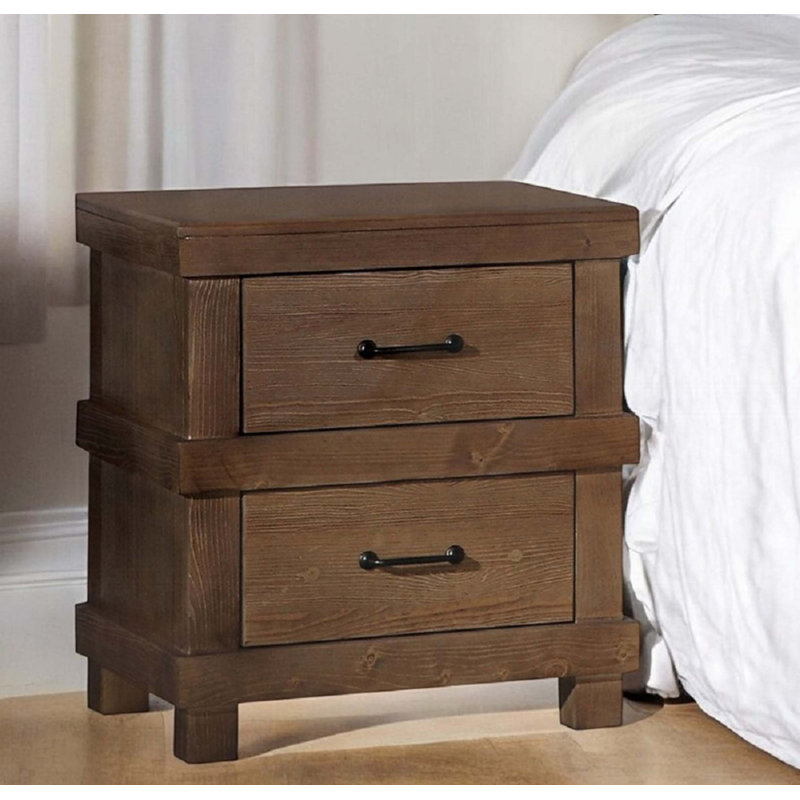 Table de chevet traditionnelle avec 2 tiroirs 1Pc