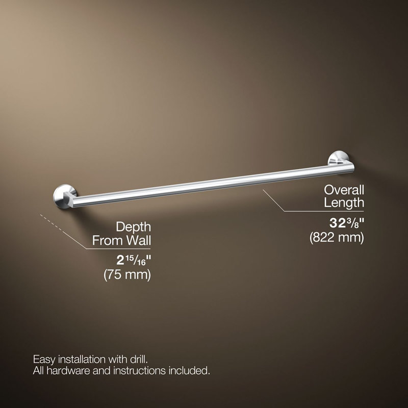 Components Towel Bar, Polished Chrome, 30"W