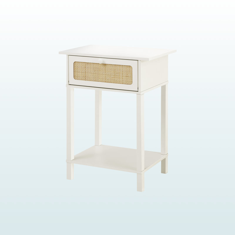 Geoffrey White Laminate Accent Table with Storage Drawer, 23.25"H x 17.88"W x 11.57"D