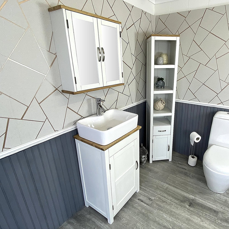 Martine 520mm Single Bathroom Vanity with Vessel Ceramic Basin, White