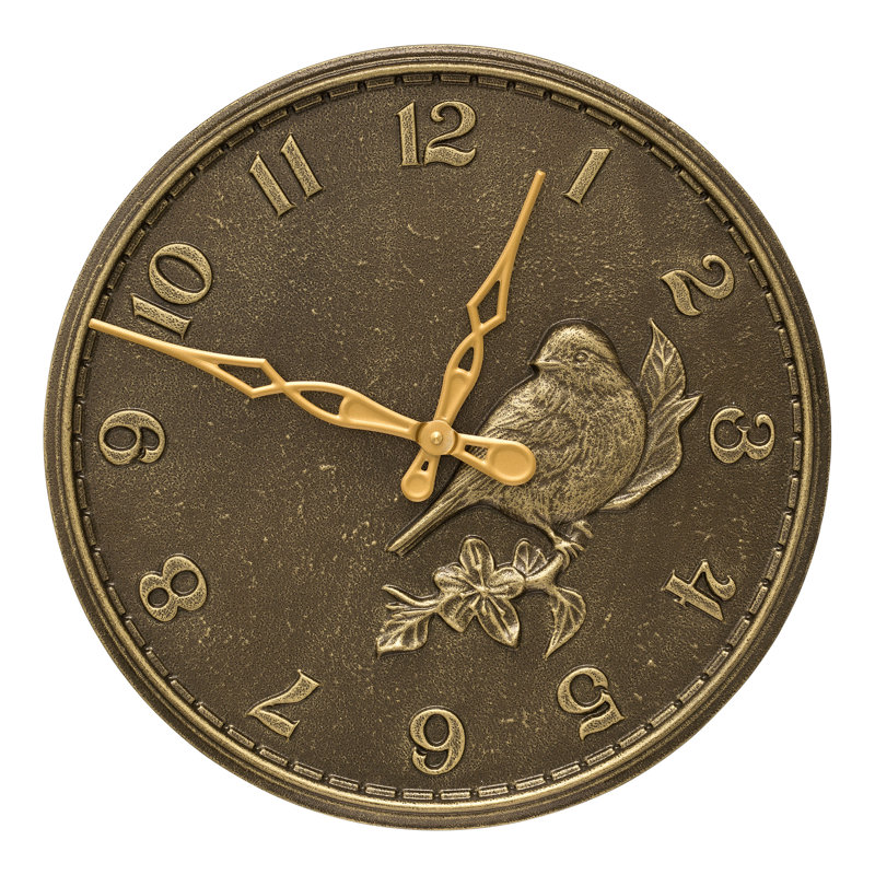 16 Songbird Clock, Antique Brass