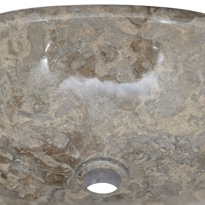 VidaXL Marble Circular Bathroom Sink, Gray