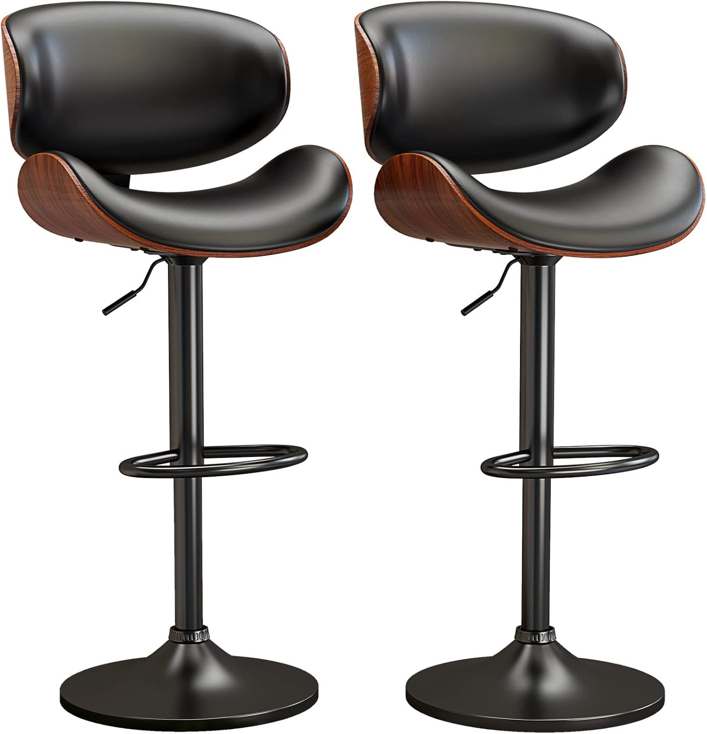 Corrigan Studio Bar Stools Set of 2, Adjustable Swivel Leather Bar ...