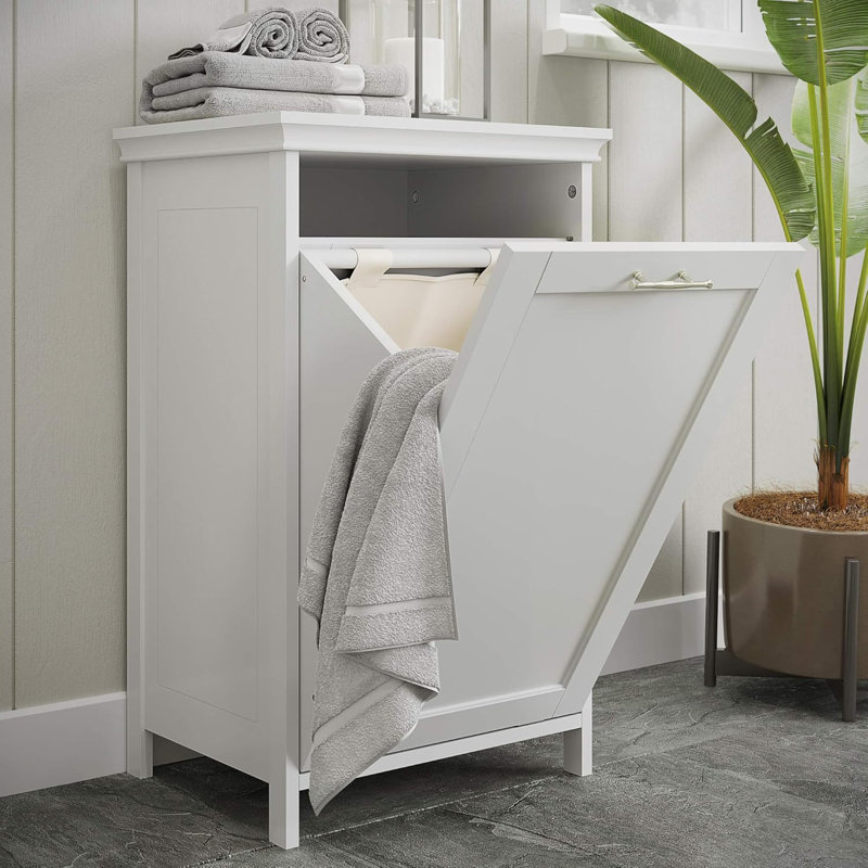 Tilt-Out Laundry Hamper, White