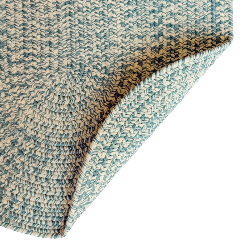 Tapis d'extérieur uni tressé Nautical Tweed, Turquoise, Ovale 5 pi x 8 pi