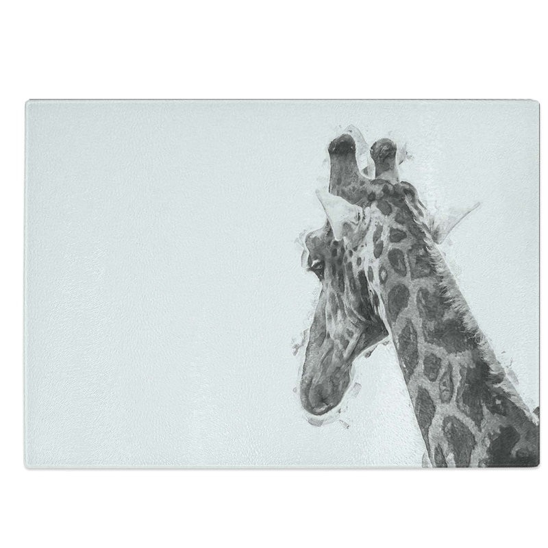 Glass Monochrome Giraffe in Abstract Chopping Board, 39 cm W x 28.5 cm L