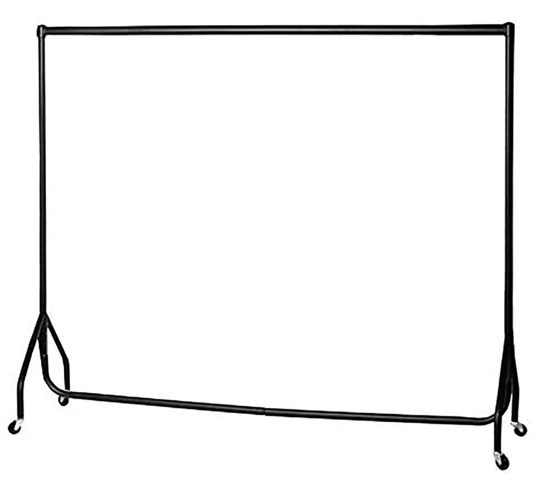 180cm Long x 150cm Tall Heavy Duty Rolling Clothes Rail Garment Storage Rack Black