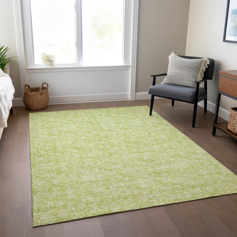 Granier Washable Floral Indoor / Outdoor Rug, Rectangle 8' x 10'