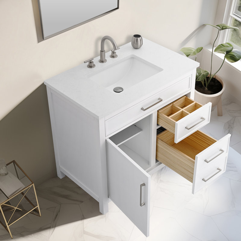 Wenniah 36" Single Vanity, White/Brushed Nickel