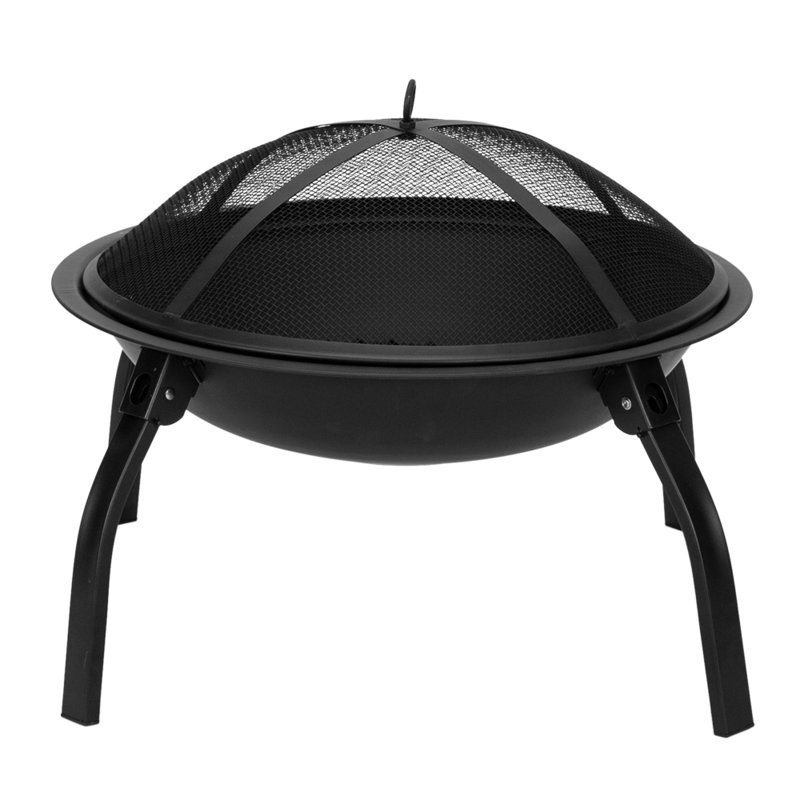 Foyer d'extérieur en fer avec couvercle Ruthee, H 6,3 po x l 21,65 po x P 21,65 po