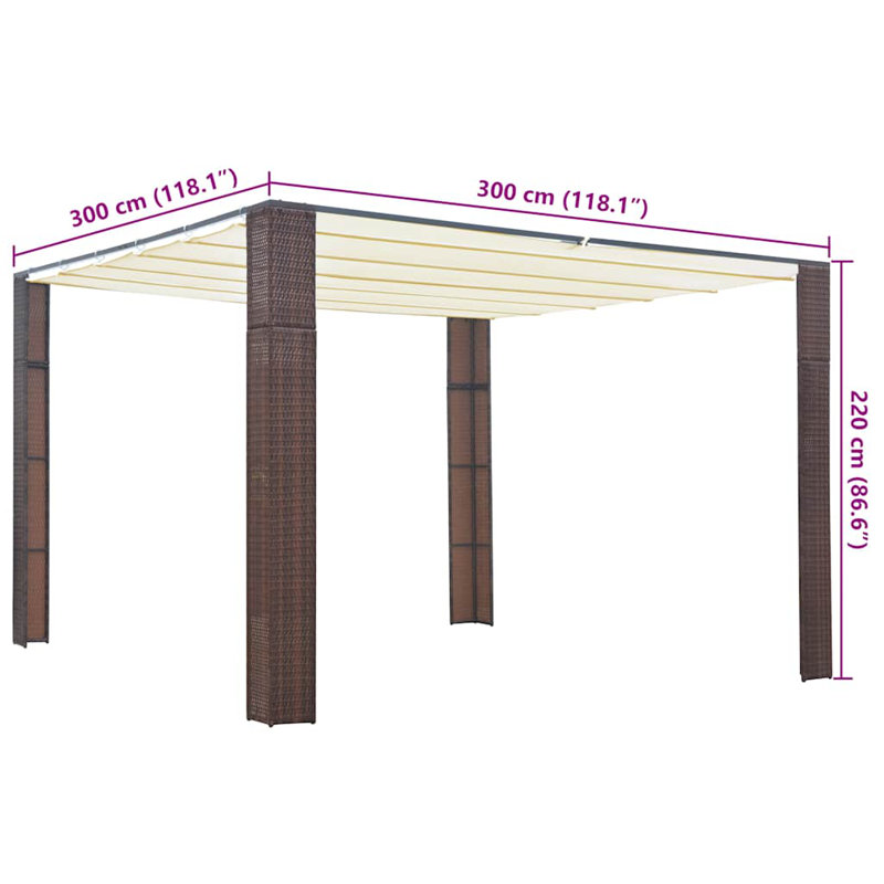 Alinah 3 x 3m Steel Patio Gazebo, Cream, Brown