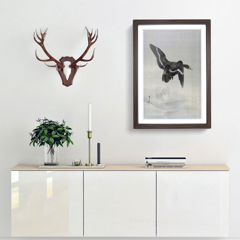 Flying Goose by Watanabe Seitei - Framed Print, Walnut, 76cm H x 50cm W x 2cm D