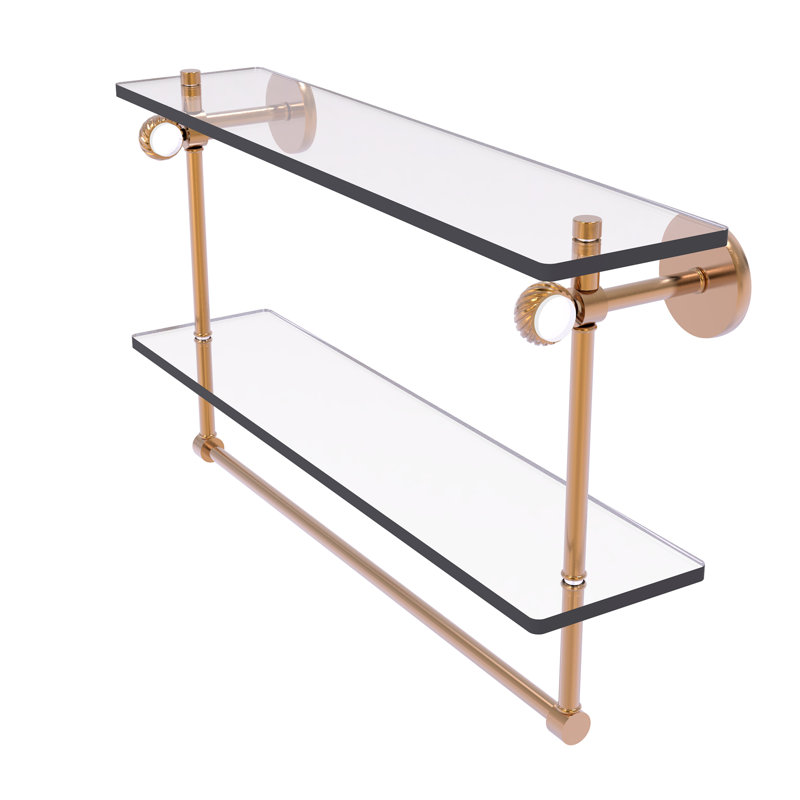 Tablette à 2 niveaux en verre Margolis, H 12,8 po x l 22 po x p 5,6 po, Bronze brossé