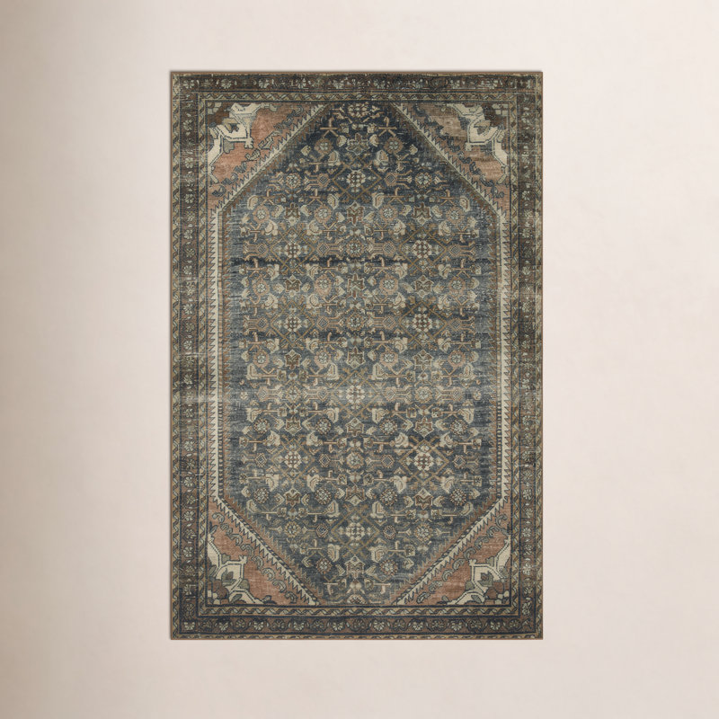 Tapis denim / argile lavable à la machine Magnolia Home par Joanna Gaines X Loloi Banks, Rectangle 8 pi 6 po x 11 pi 6 po