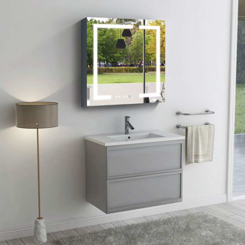 Armoire à pharmacie l 30 po x H 32 po avec miroir et 3 tablettes réglables