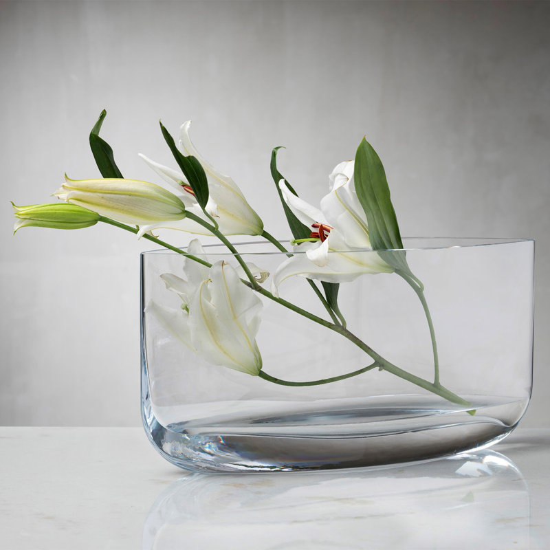Vase de table en cristal sans plomb Blade, Transparent / clair, H 7,87 po x l 15,55 po x P 15,55 po
