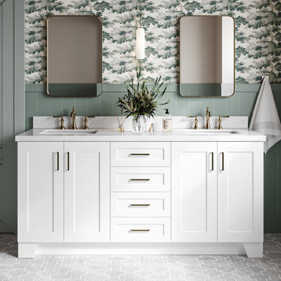 Freitas 72'' Solid Wood Double Bathroom Vanity with 1.5'' Top