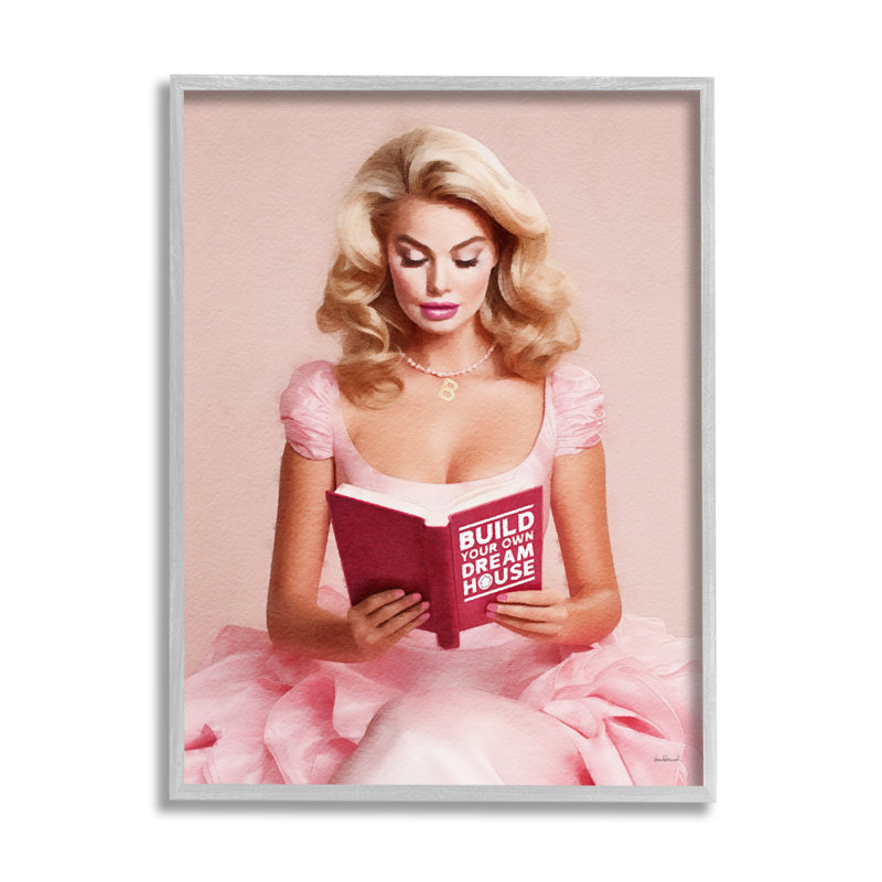 «Girl in Pink Reading» par Amanda Greenwood - reproduction flottante sur bois, H 30 po x l 24 po x P 1,5 po