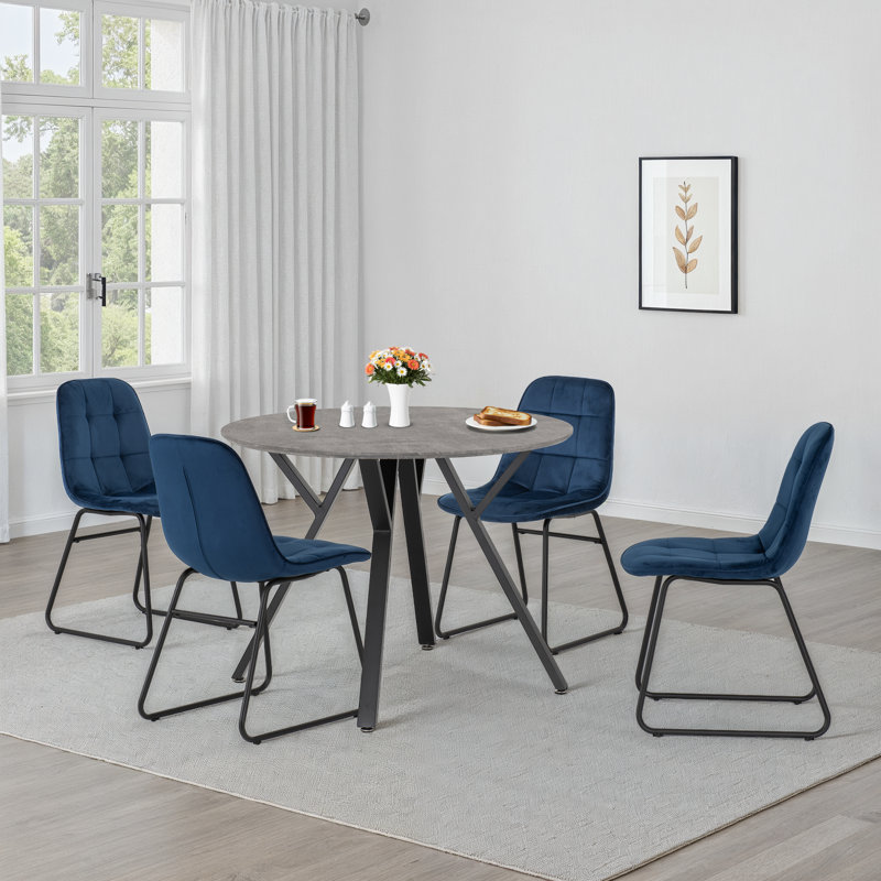 Cajigas 4 - Person Dining Set, Sapphire Blue Velvet