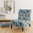 Blue Coastal Elegance Floral Pattern II - Upholstered Cottage Accent Slipper Chair