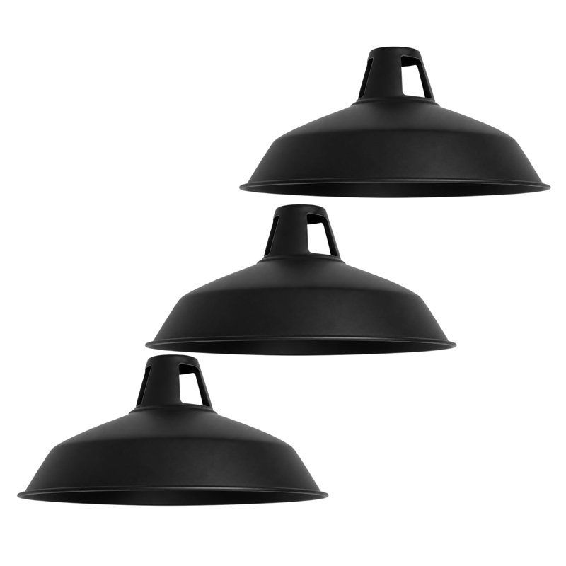 6.2 in. H Metal Round Pendant Shade, Black