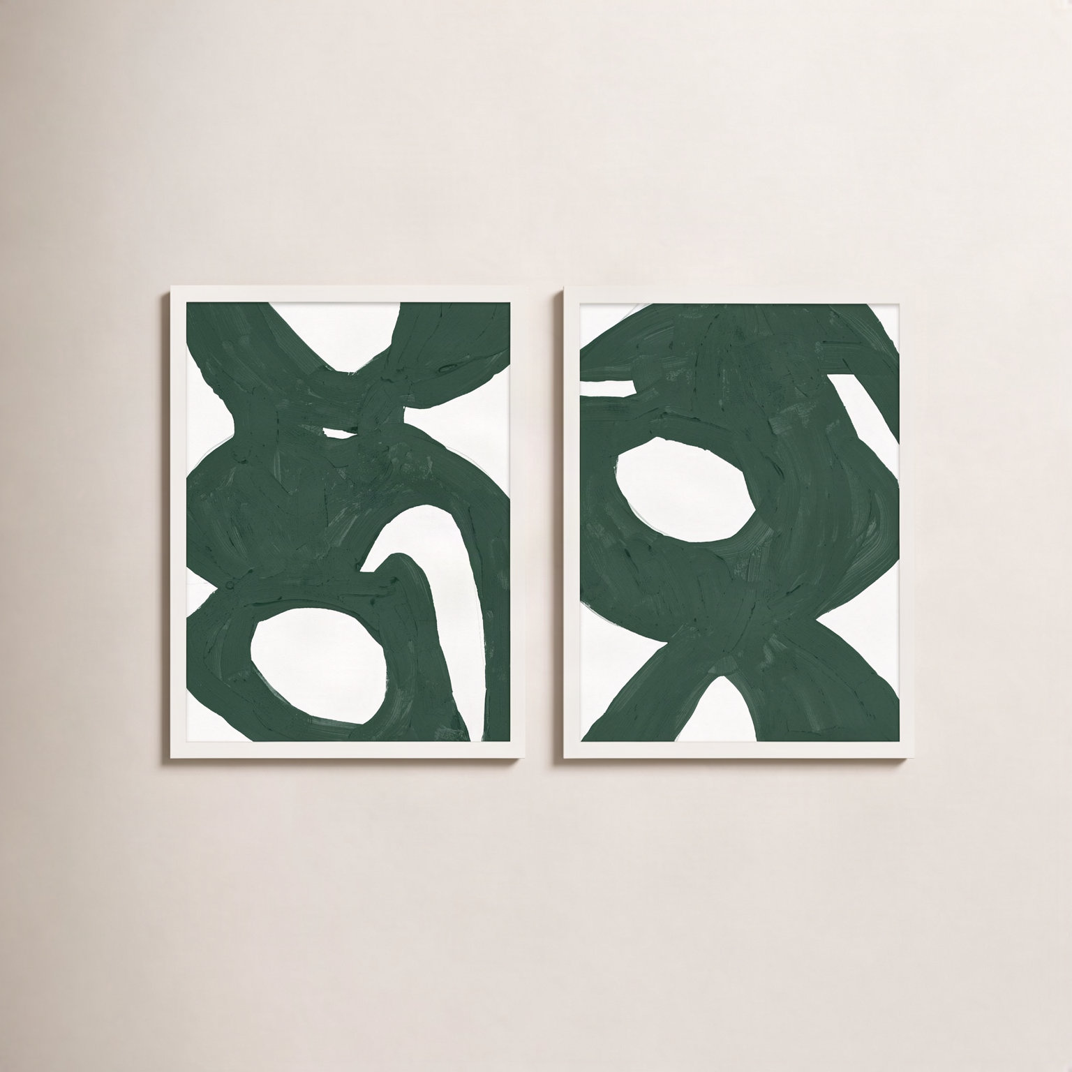 Goodall "Green Harmony" 2-Piece Painting Set, 50" H x 40" W, White Framed