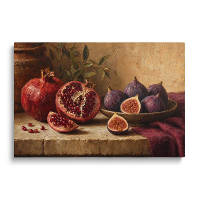  Pomegranates and Figs Still Life Painting Print on Canvas - 32x48"