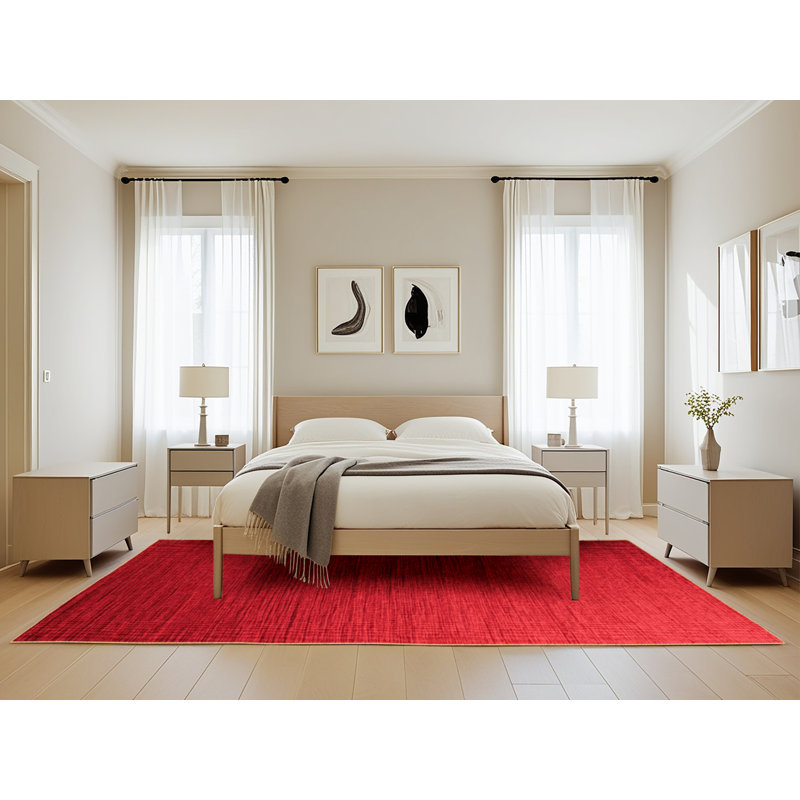 Tapis rouge uni lavable à la machine, Rectangle de 5 pi x 8 pi