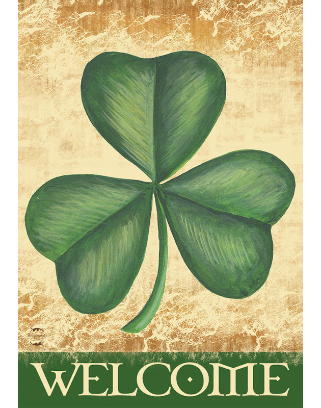 Drapeau Shamrock Welcome House, Vert / Taupe