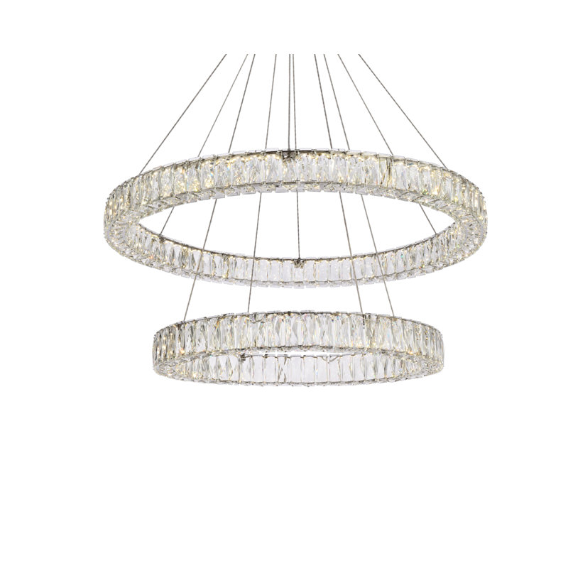 Lustre ovale en cristal 2 lumières Steveson, Chrome, H 12 po x l 36 po x P 36 po
