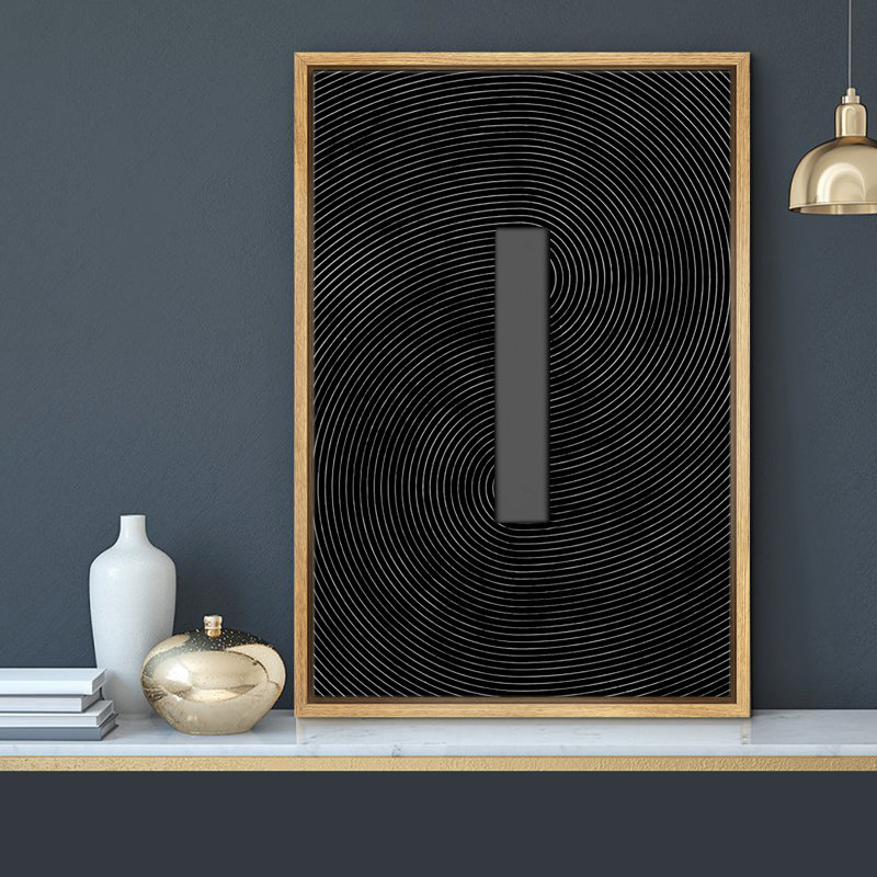 «Geometric Line» géométrique gris noir champ couleur collage abstrait formes minimaliste contemporain nordique décoration murale sur toile
