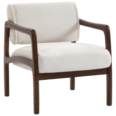 Modern Solid Wood Accent Chair Arm Chair with Adjustable Backrest 360° Rotating
