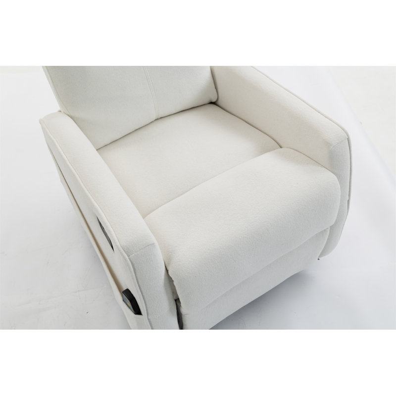 Fauteuil court en peluche, Velours blanc crème