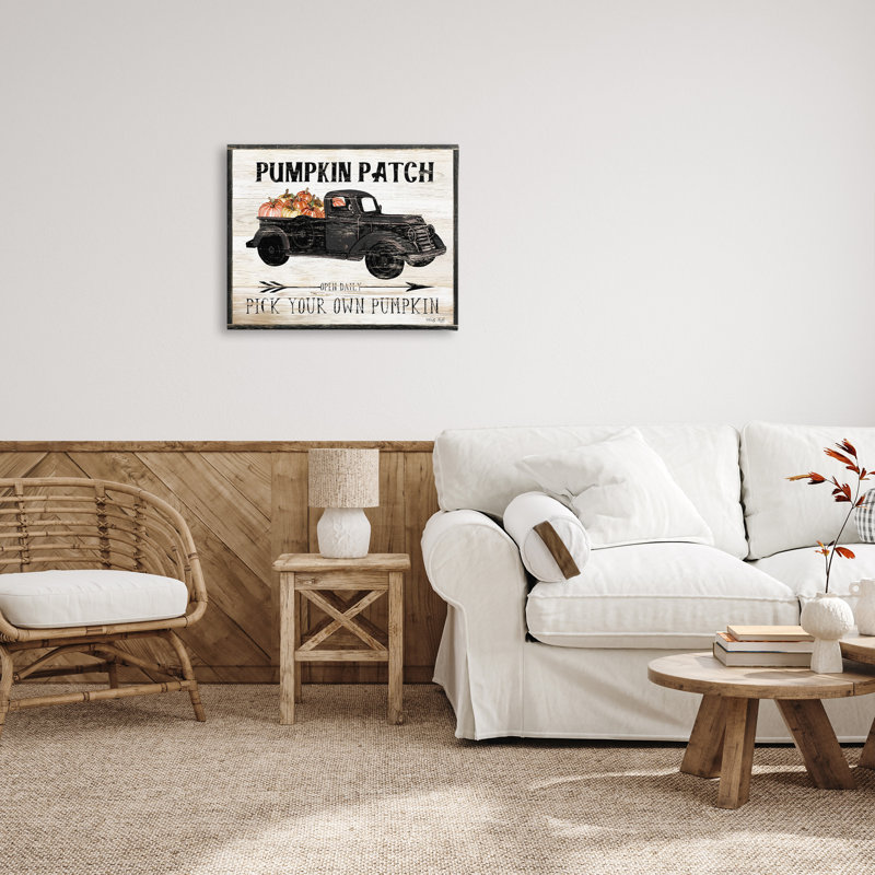 «Pumpkin Patch Farm Sign Fall Harvest Cueillette» par Cindy Jacobs - publicité imprimée, H 24 po x l 30 po