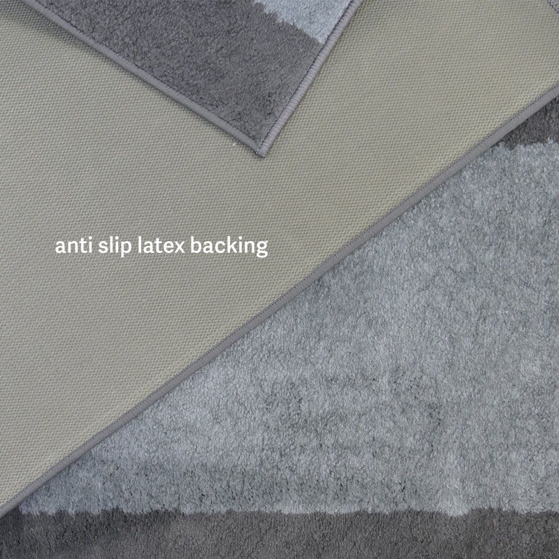 Custom Size Non Slip Antibacterial Soft Touch Pile Bordered Design Grey Color Runner Rug, Runner 3' x 4'
