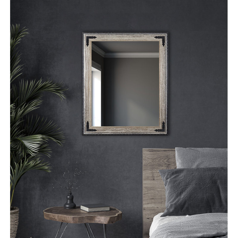 Miroir pleine grandeur rustique patiné, H 38,5 po x l 32,5 po, Brun