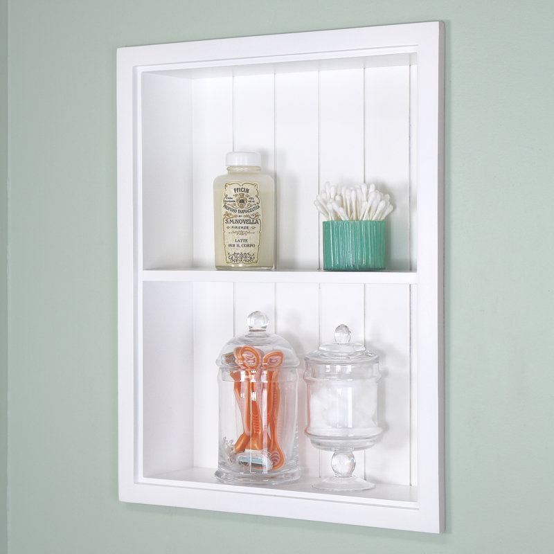 Niche murale encastrée 14 x 18 Sloane, Dossier blanc en lambris blanc