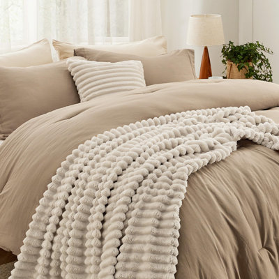 Bedsure King Comforter Set 5 Pieces - Bed in a Bag with Fleece Throw Blanket and Decorative Pillow, Lightweight Bedding Comforter Sets, All Season Bedding, Dark Grey